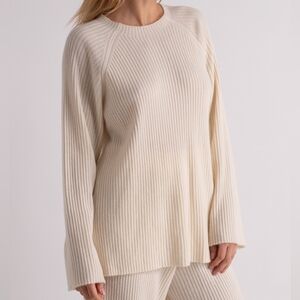 Silk Maison 100% Cashmere Cream Ribbed Knit Sweater size Small